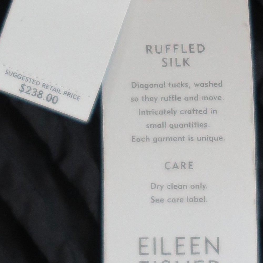 NWT Eileen Fisher Black Ruffled Silk Scoopneck Tank Dress Size 2 MSRP $238 - Picture 5 of 8